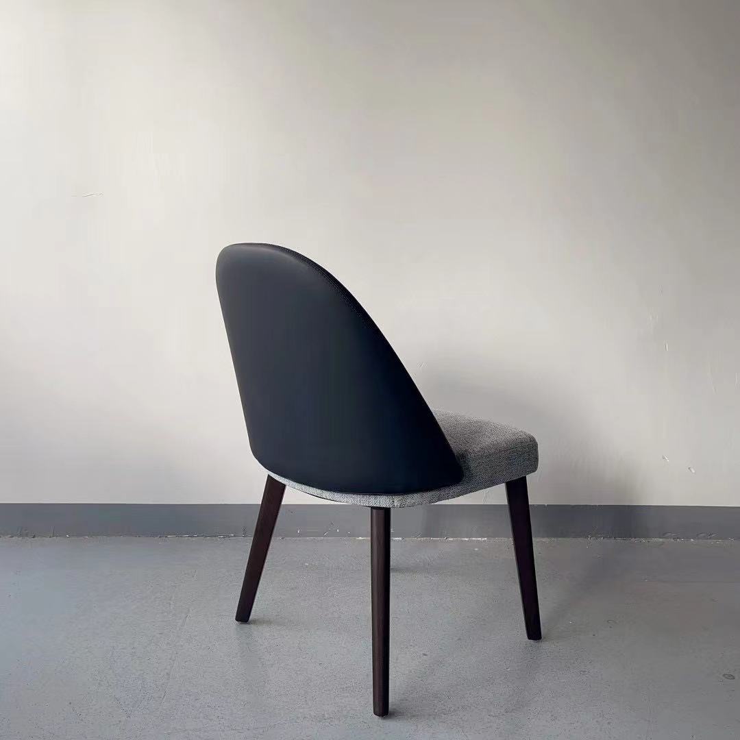 cafe leather upholstered solid wooden dining chair