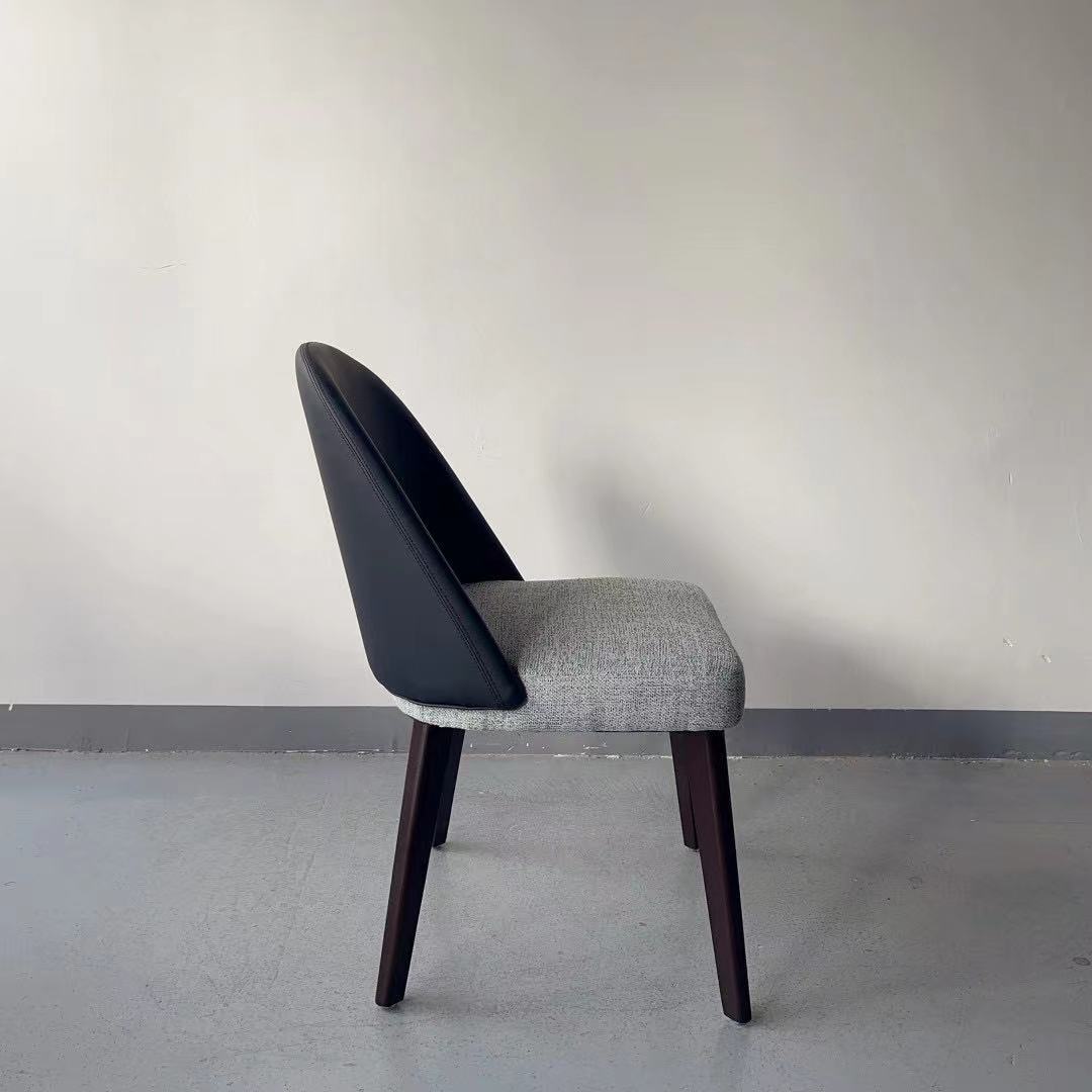 cafe leather upholstered solid wooden dining chair