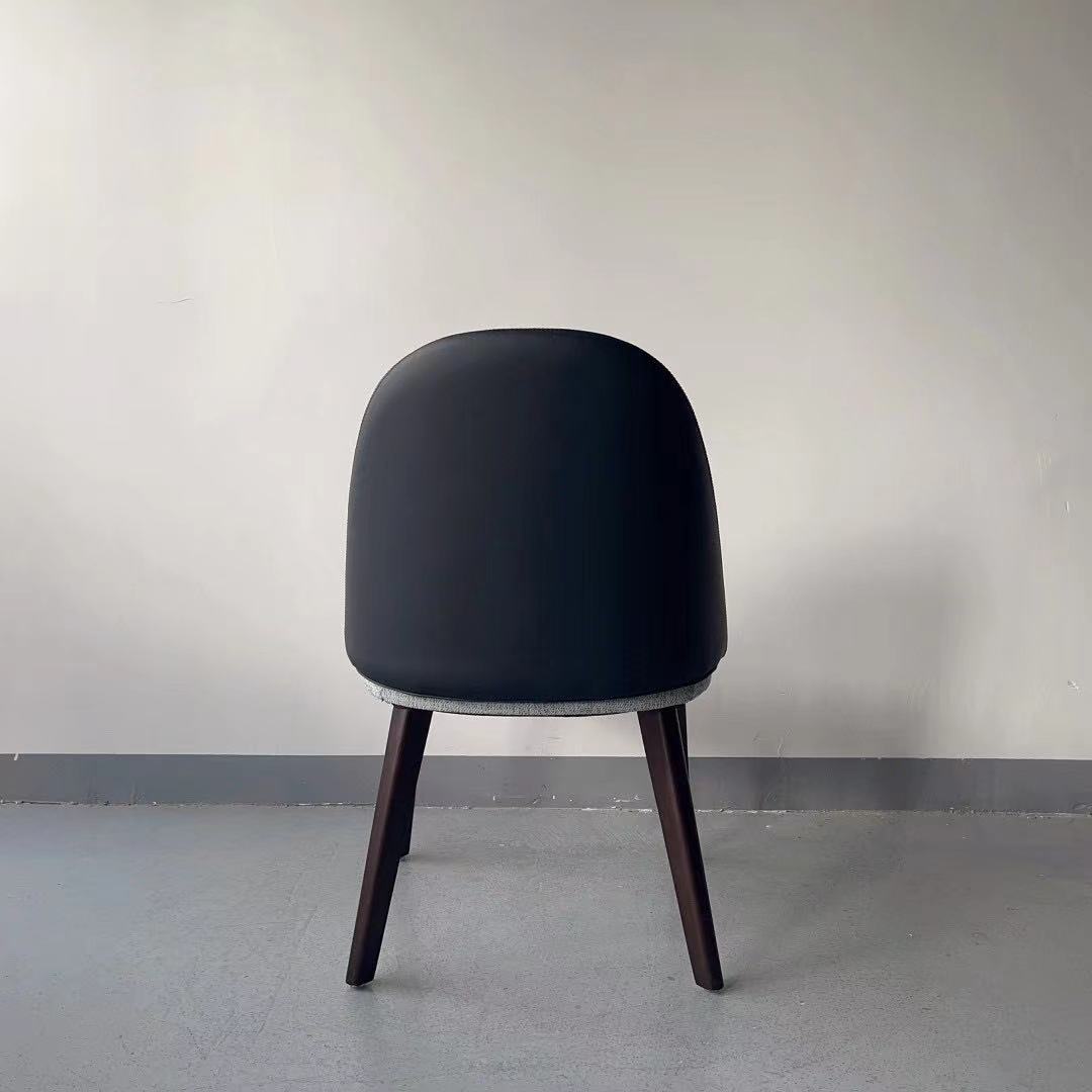 cafe leather upholstered solid wooden dining chair