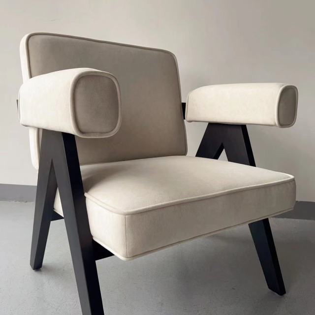 velvet upholstered lounge single chair