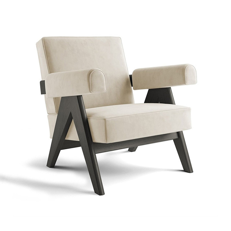 velvet upholstered lounge single chair