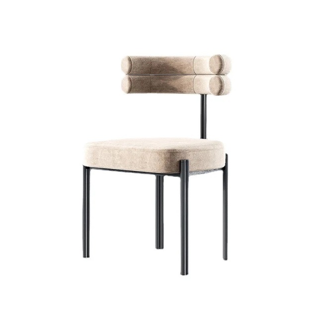 beige velvet hotel dining chair