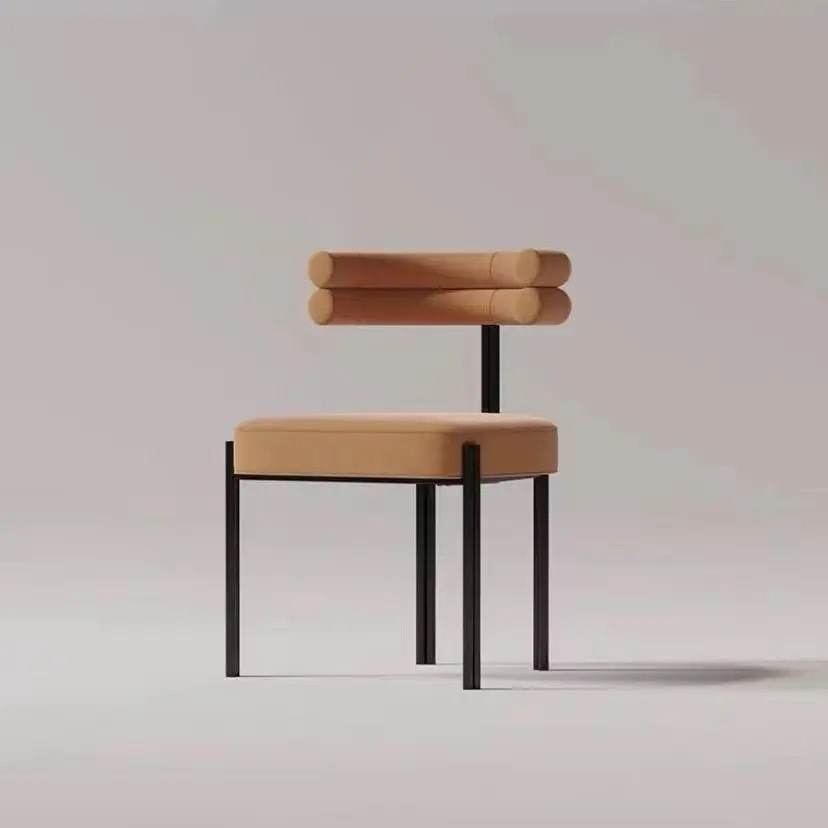 beige velvet hotel dining chair
