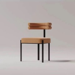 beige velvet hotel dining chair