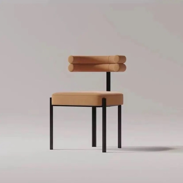beige velvet hotel dining chair