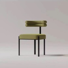beige velvet hotel dining chair