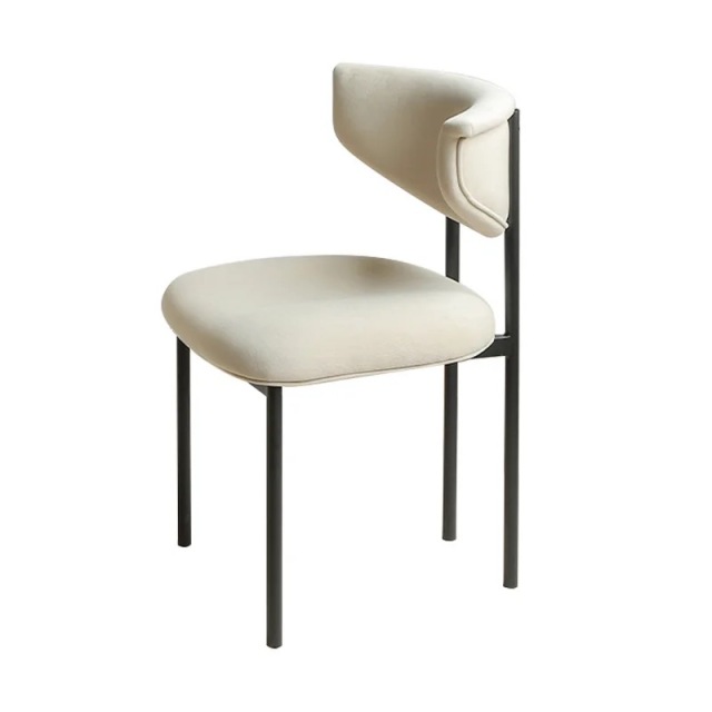white velvet metal dining chair