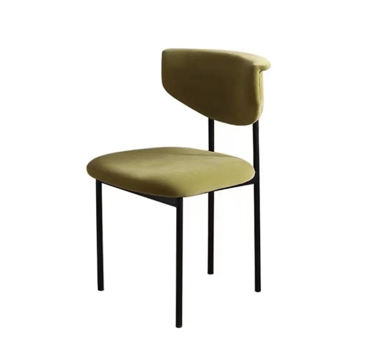 white velvet metal dining chair