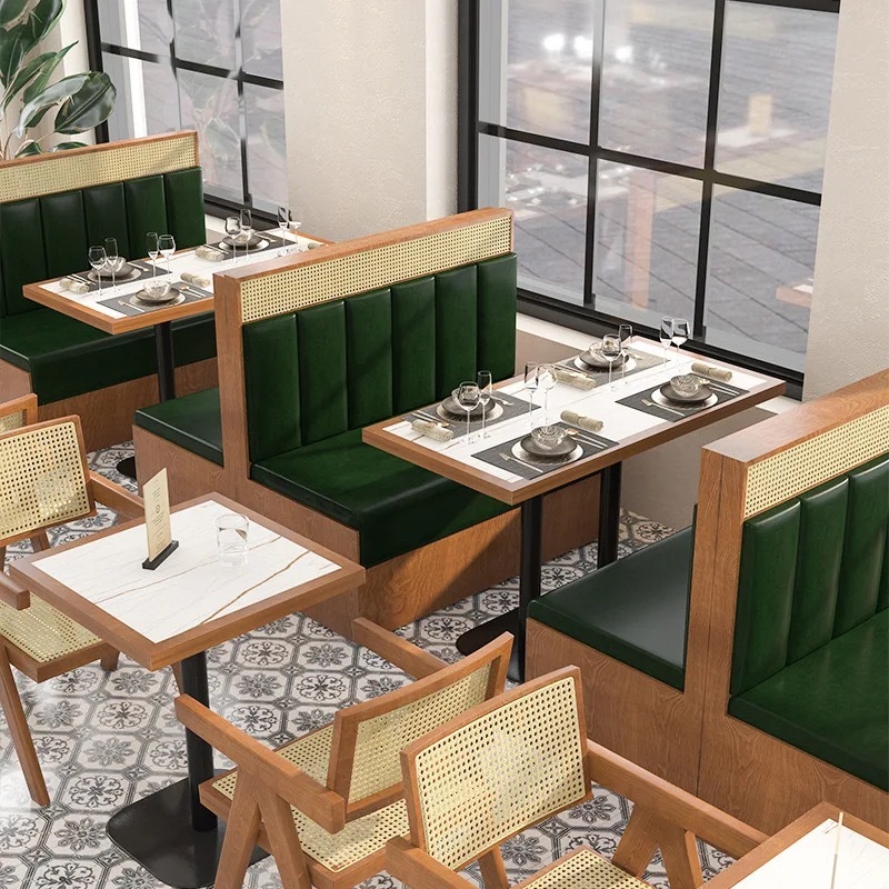 rattan restaurant wall bench