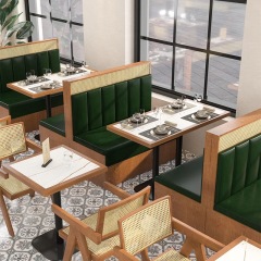 rattan restaurant wall bench
