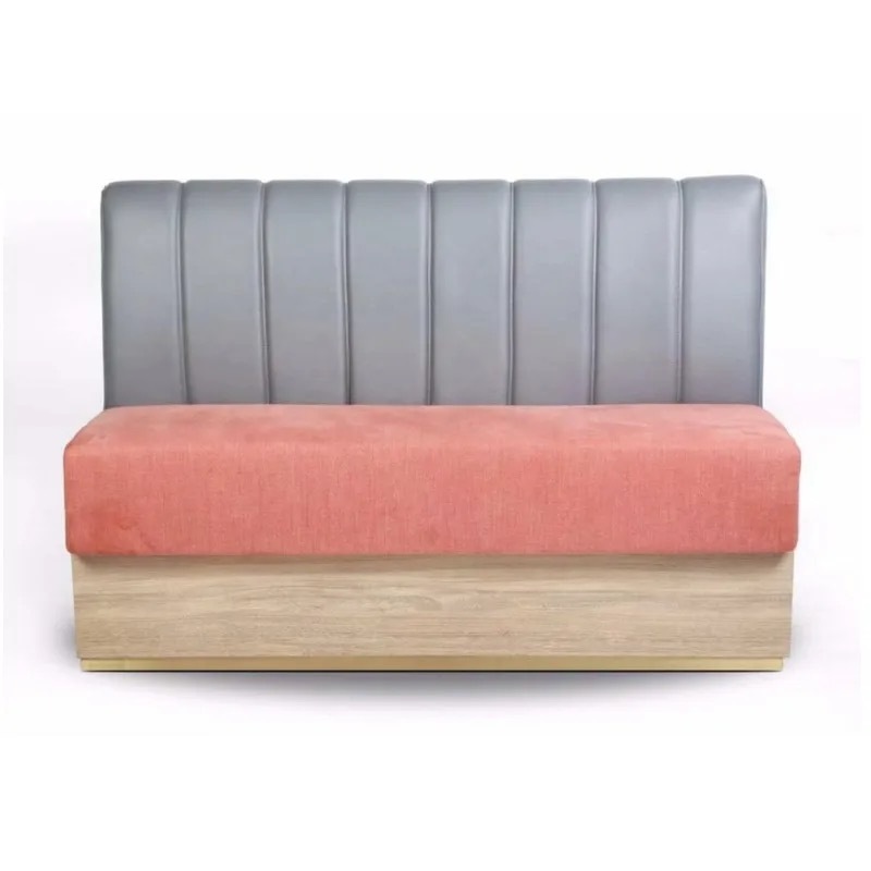 pink and gray restaurant wall bench