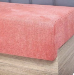 pink and gray restaurant wall bench