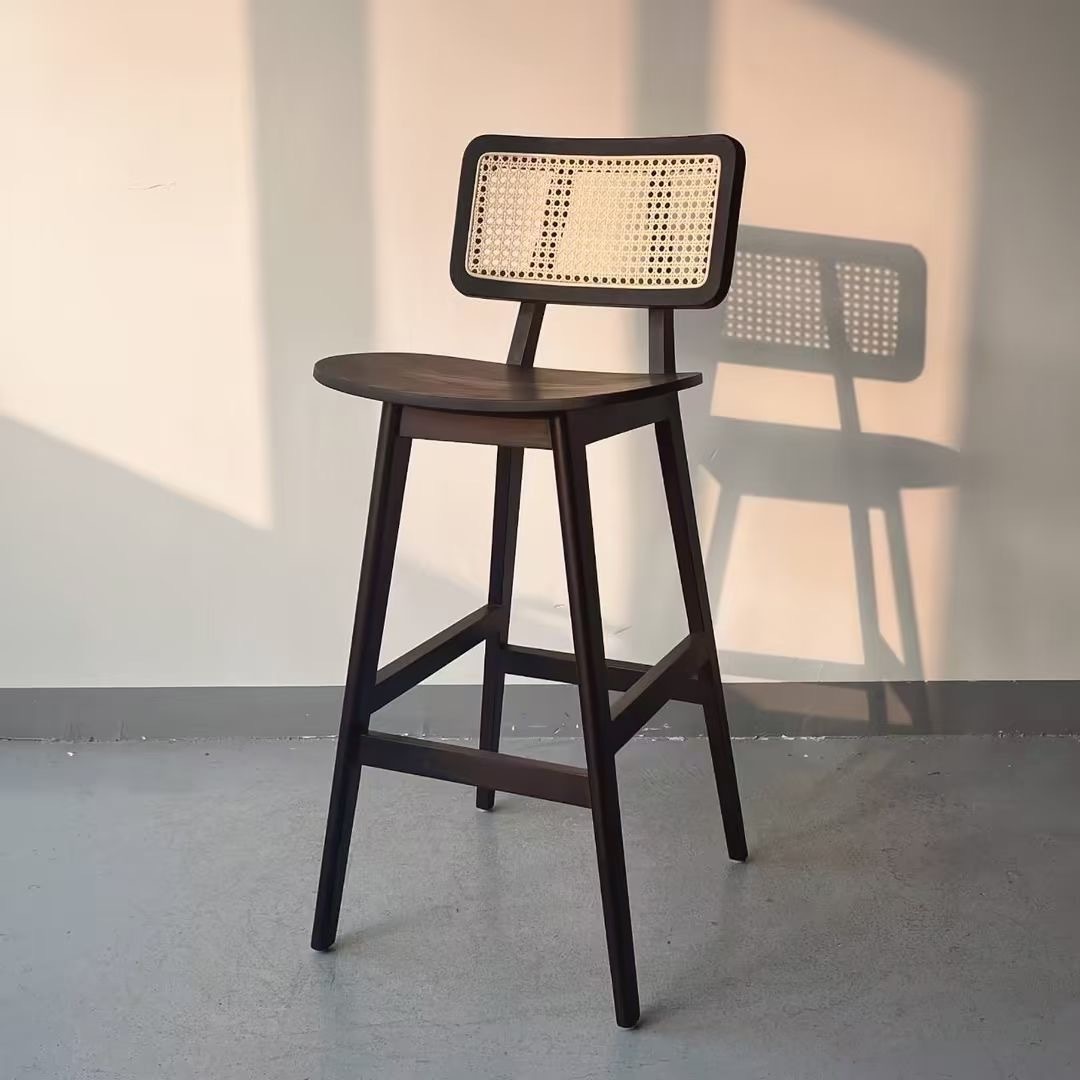 rattan back high bar chair