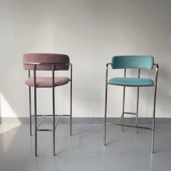 stainless steel high bar stool with armrest