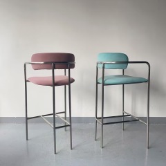 stainless steel high bar stool with armrest