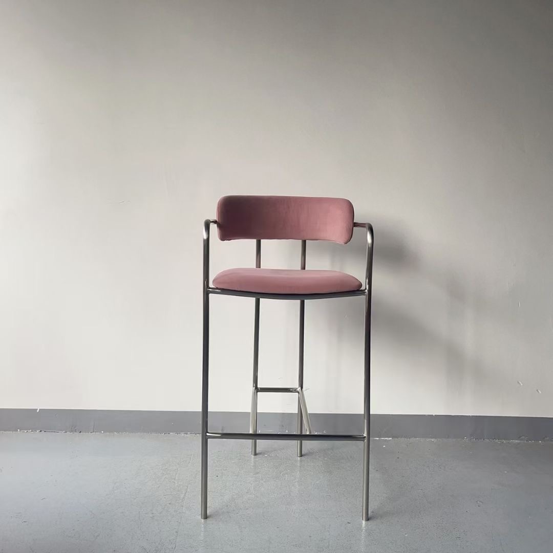 stainless steel high bar stool with armrest