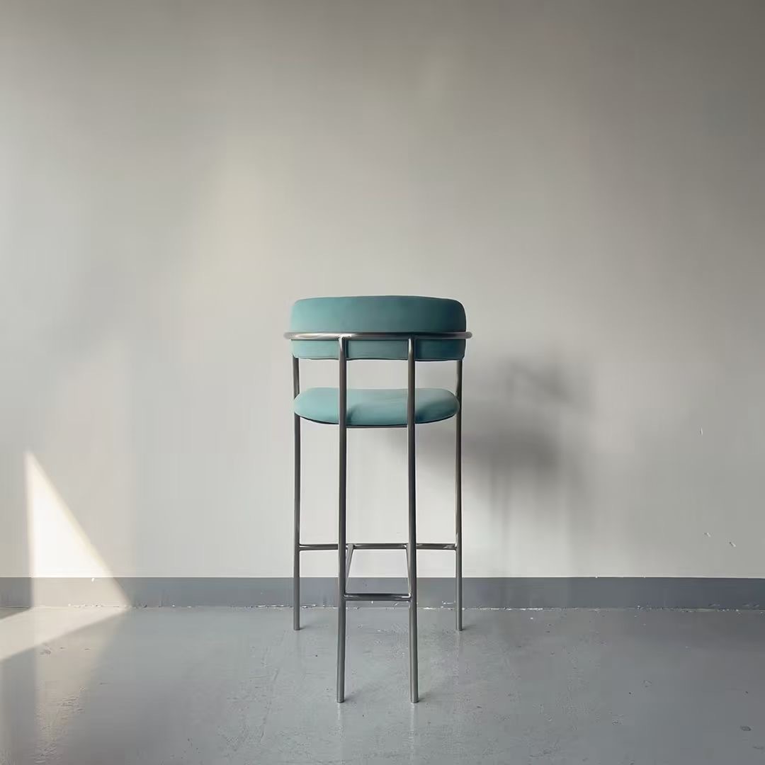 stainless steel high bar stool with armrest