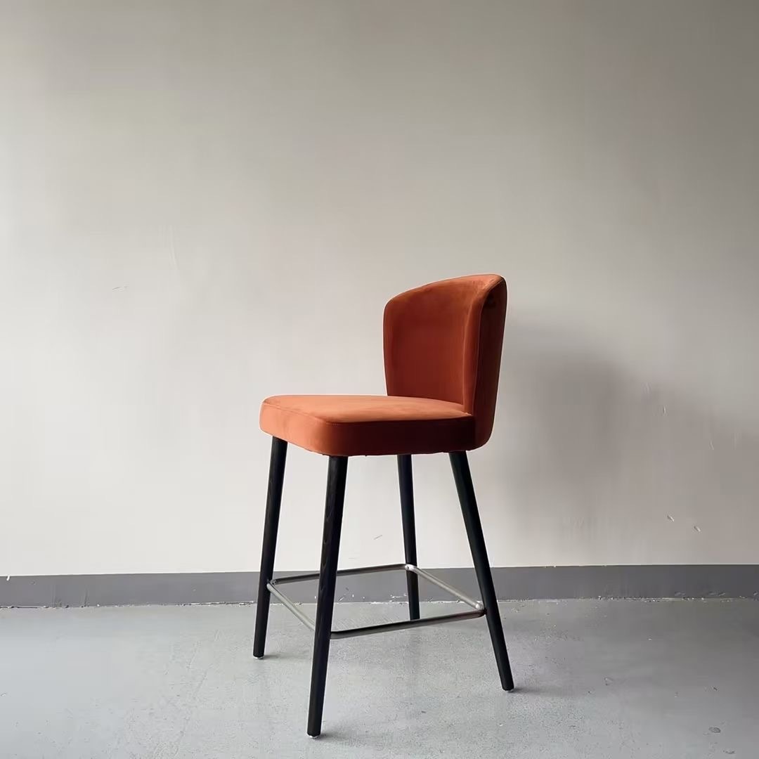 solid wood high bar chair with backrest