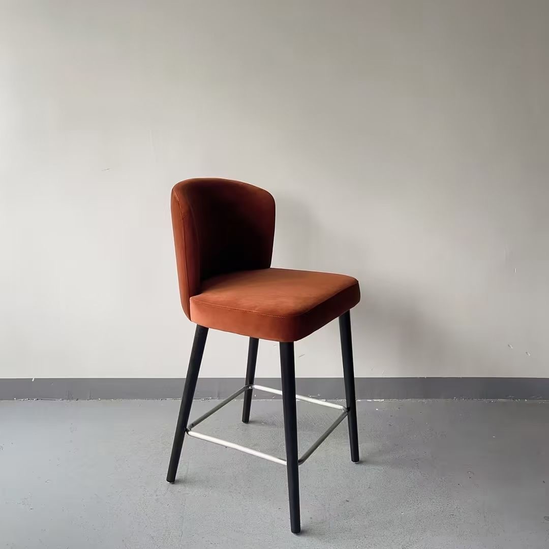 solid wood high bar chair with backrest