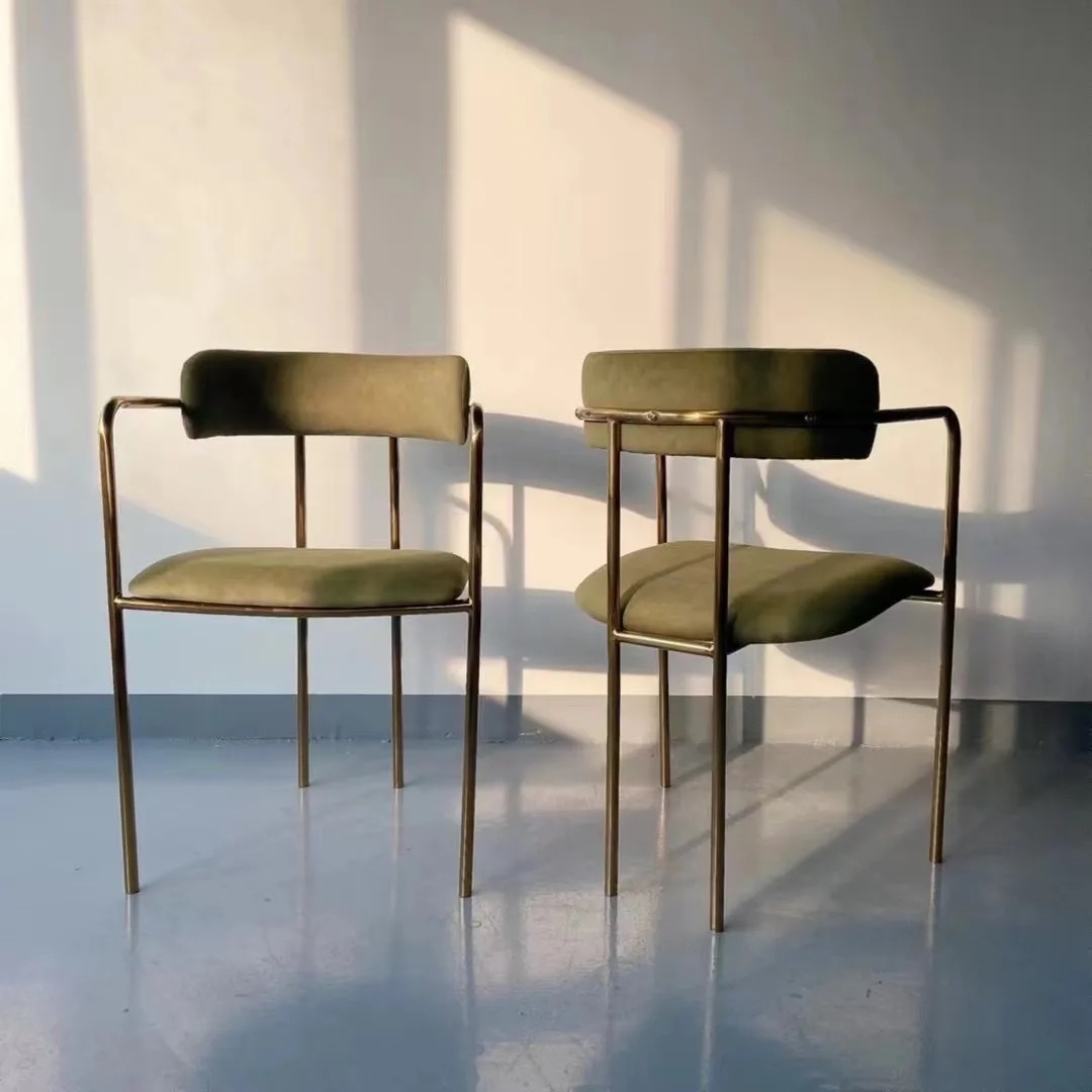 velvet upholstered stainless steel dining chair