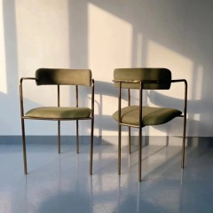 velvet upholstered stainless steel dining chair