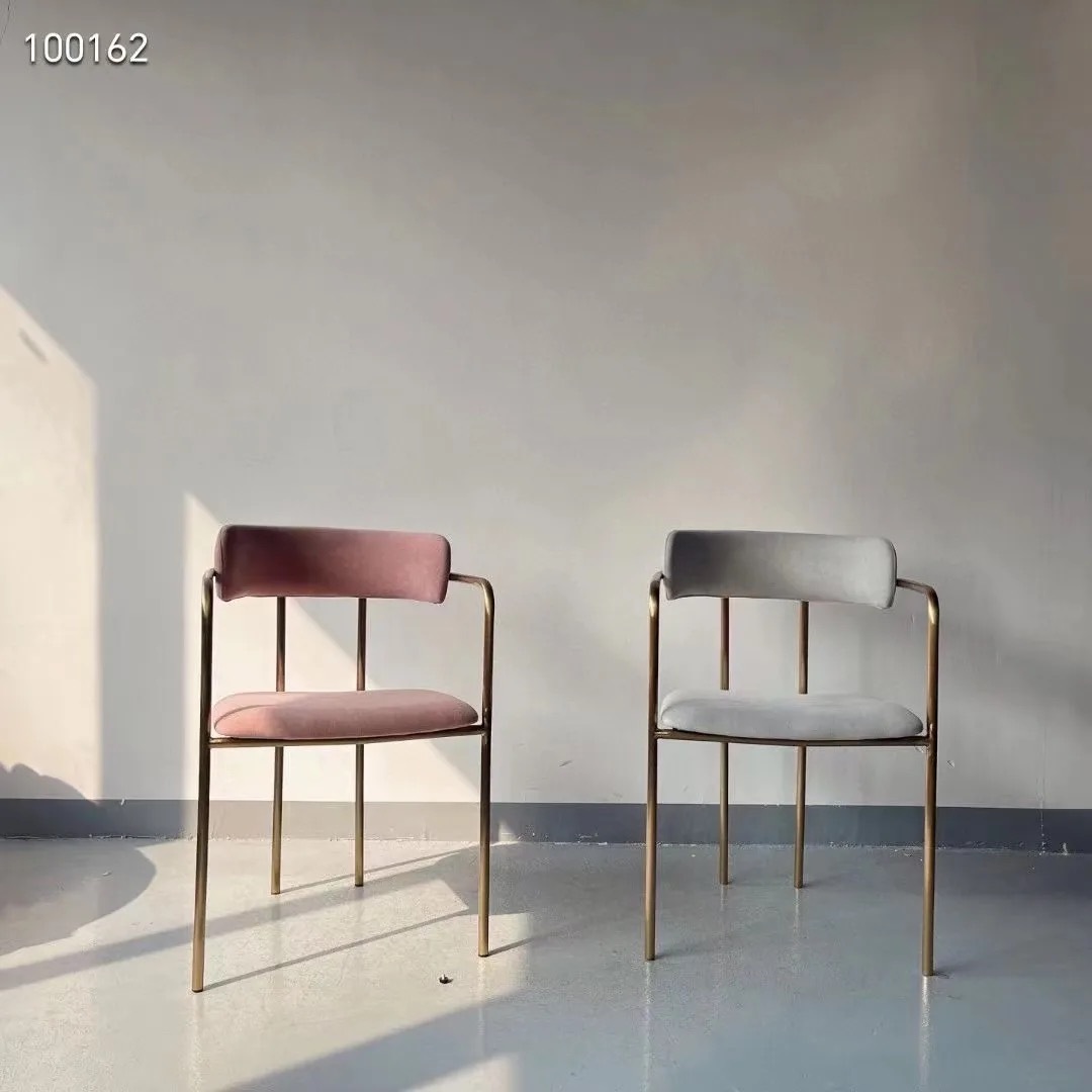 velvet upholstered stainless steel dining chair
