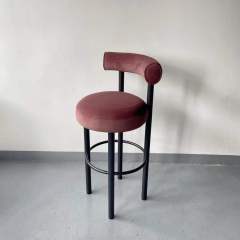 velvet wooden high bar chair