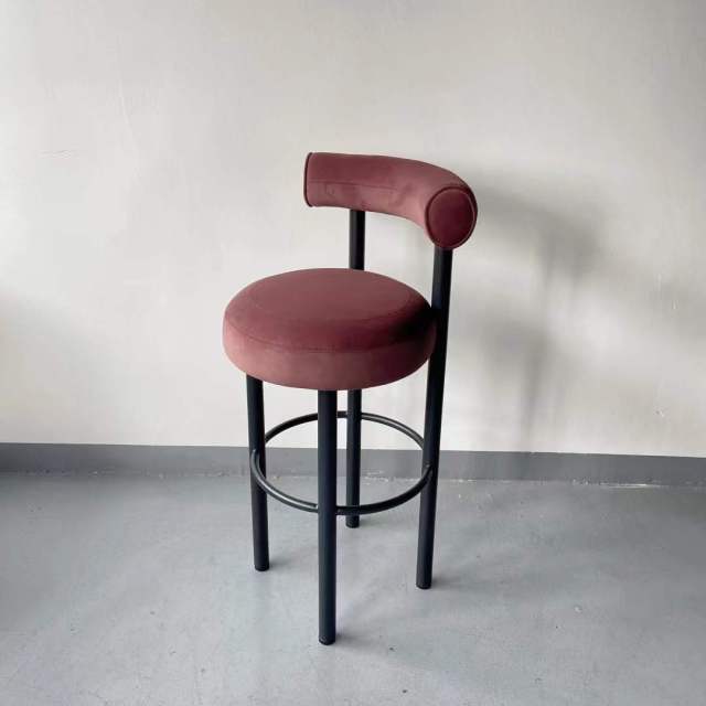 velvet wooden high bar chair