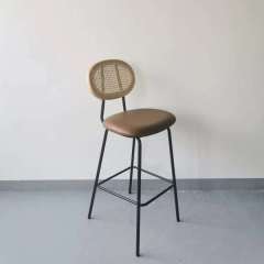 metal frame rattan high bar chair