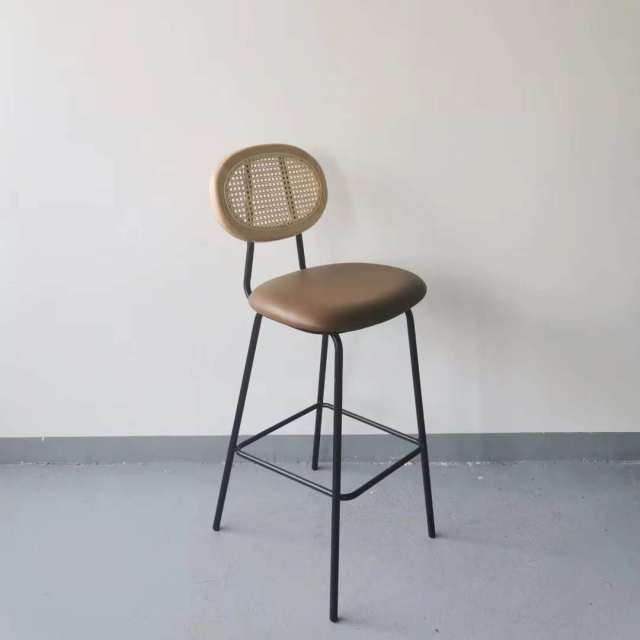metal frame rattan high bar chair