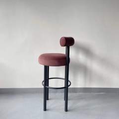velvet wooden high bar chair
