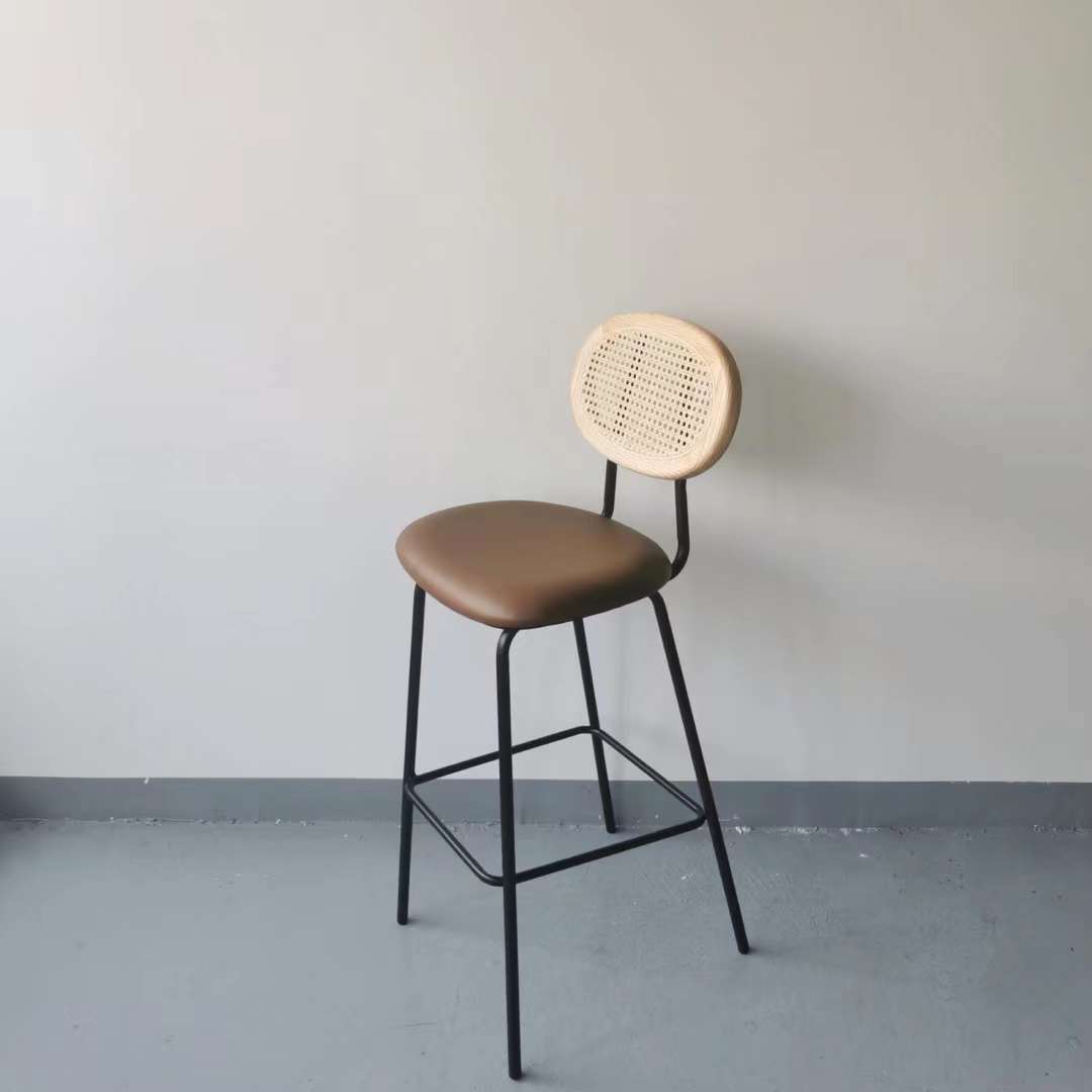 metal frame rattan high bar chair