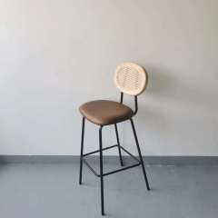 metal frame rattan high bar chair