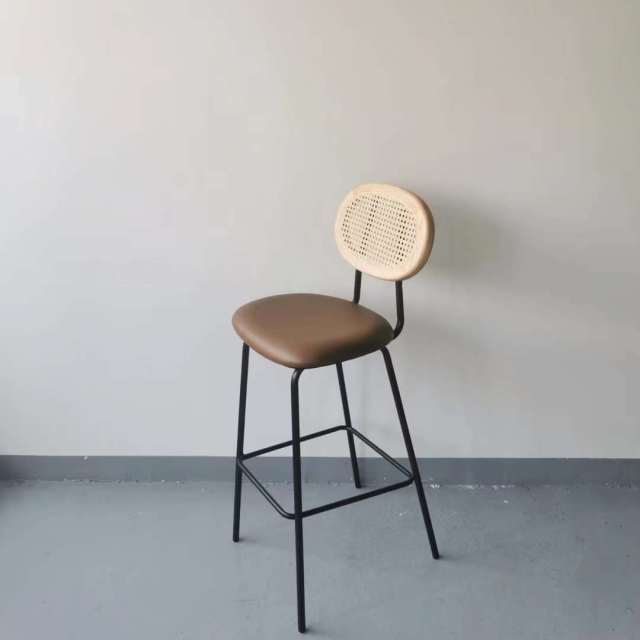 metal frame rattan high bar chair