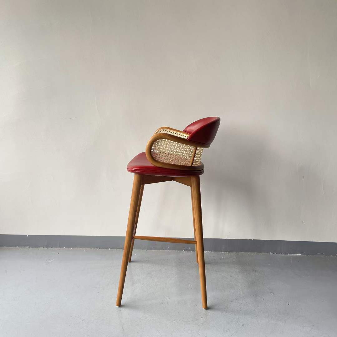 Japanese restaurant wooden high bar chair