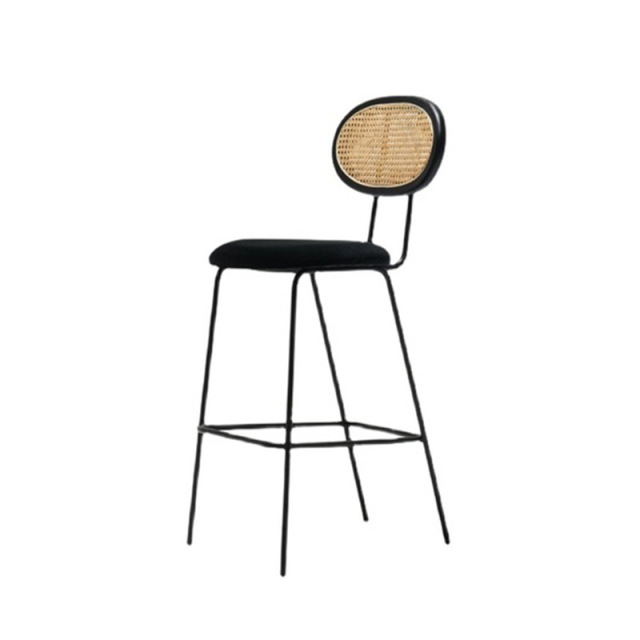 metal frame rattan high bar chair