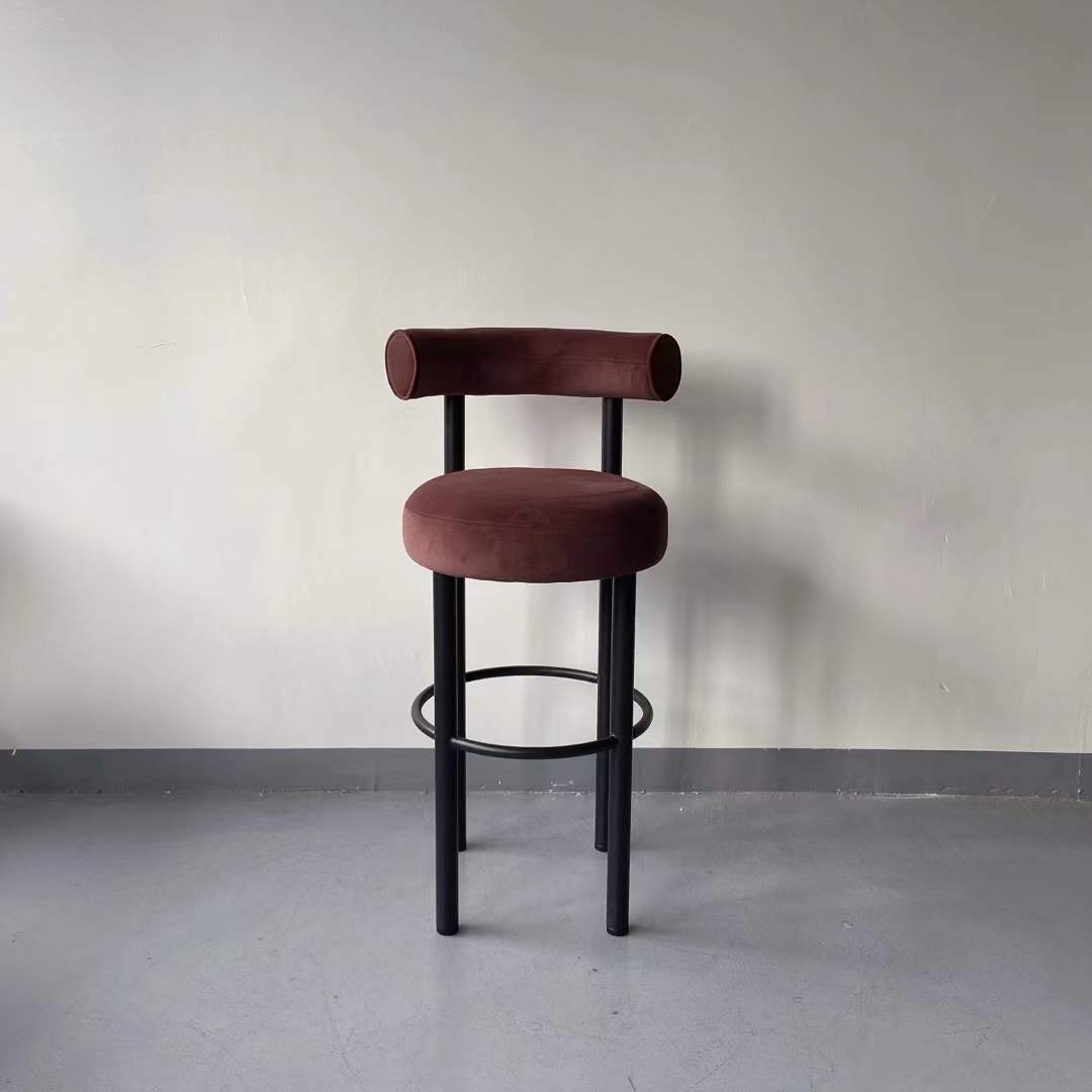 velvet wooden high bar chair