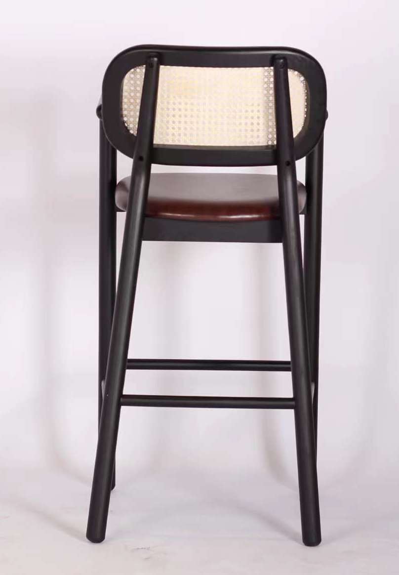 wooden high chair rattan back
