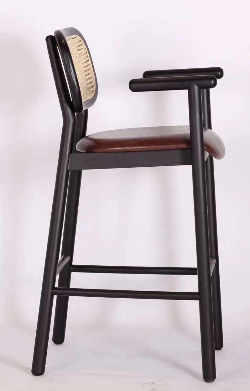 wooden high chair rattan back