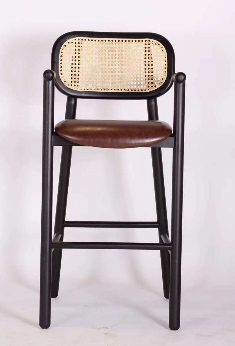 wooden high chair rattan back