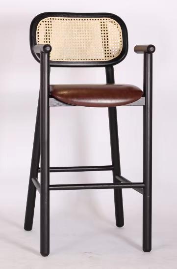 wooden high chair rattan back