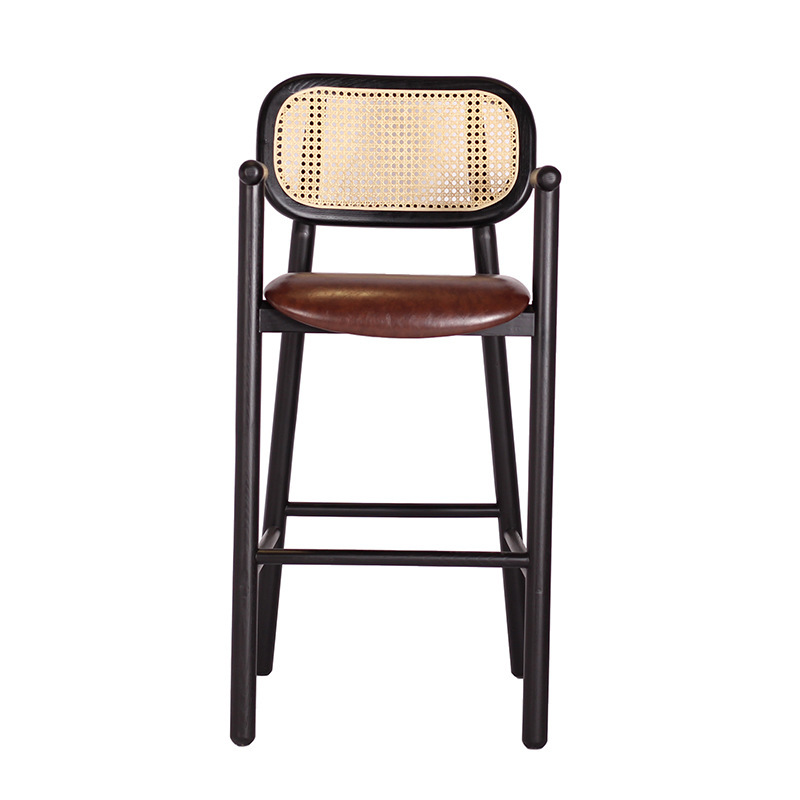 wooden high chair rattan back