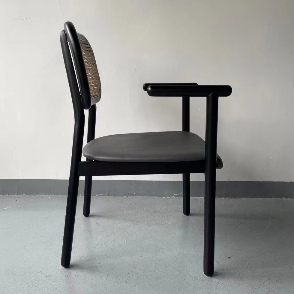Sunrise Oriental Furniture - seat upholstered, cane back ash wooden dining chair