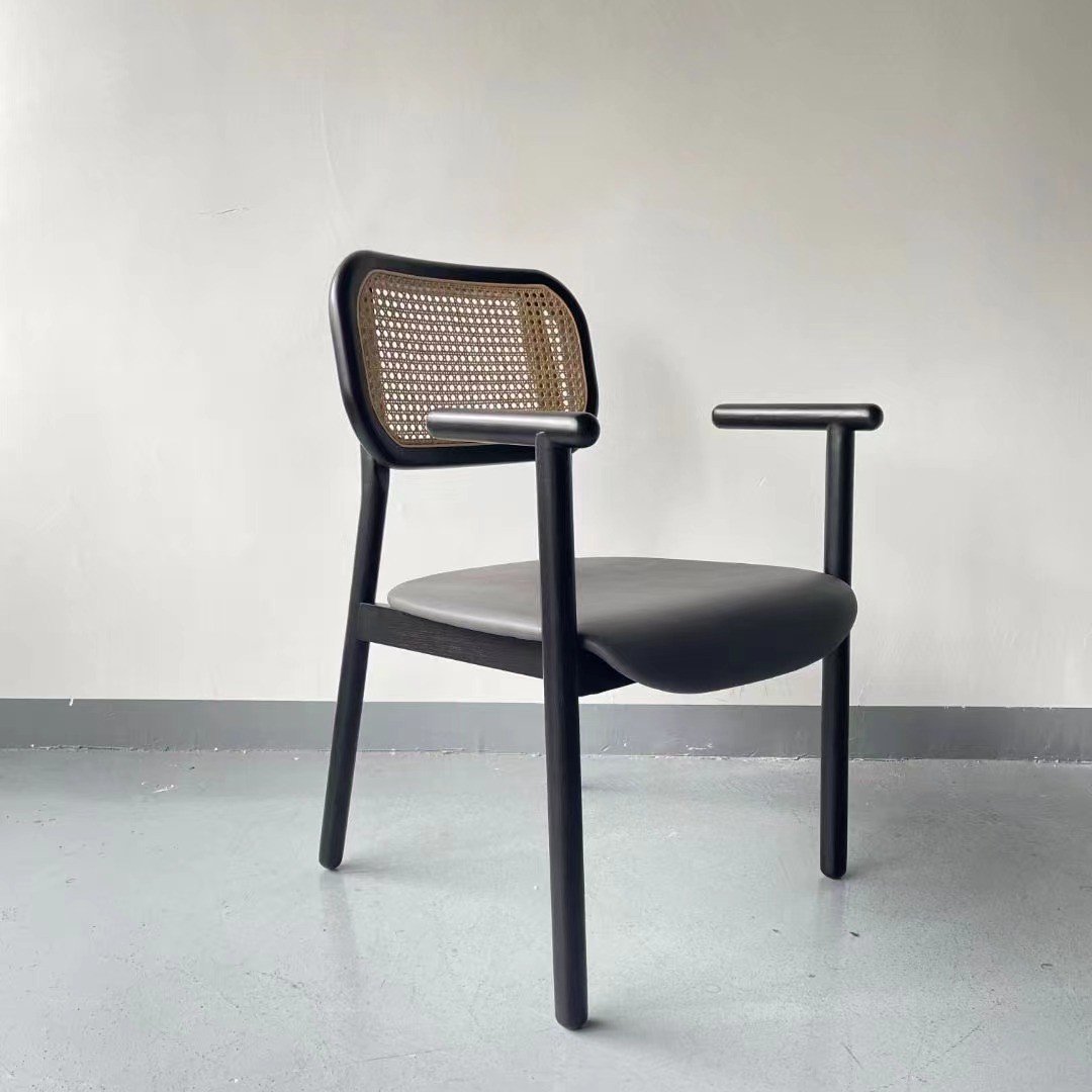 Sunrise Oriental Furniture - seat upholstered, cane back ash wooden dining chair