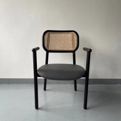 Sunrise Oriental Furniture - seat upholstered, cane back ash wooden dining chair