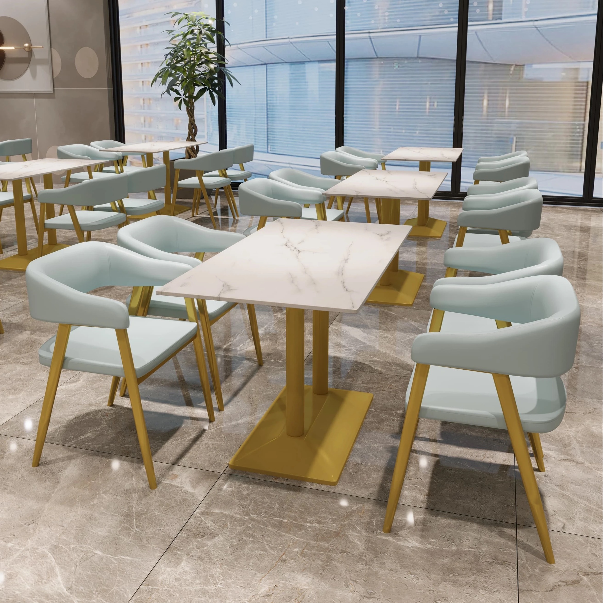 package solution commercial furniture fast food shop dining restaurant chairs and tables furniture set modern luxury