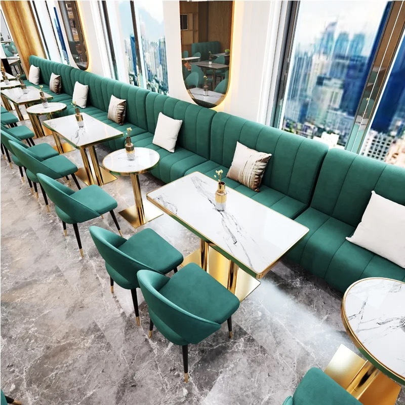 package solution luxury coffee shop furniture commercial bench chair cafe restaurant booth seating set tables and chairs