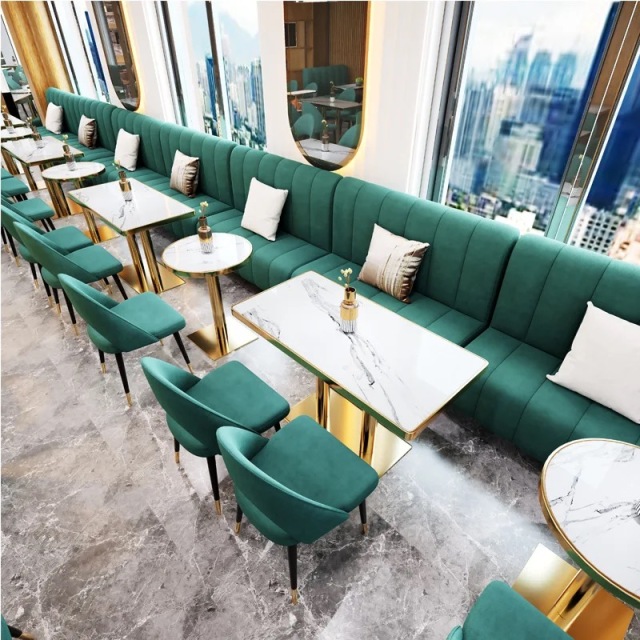 package solution luxury coffee shop furniture commercial bench chair cafe restaurant booth seating set tables and chairs