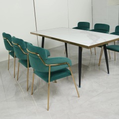 package solution commercial sintered stone top luxury velvet custom restaurant dining table and chair set furniture