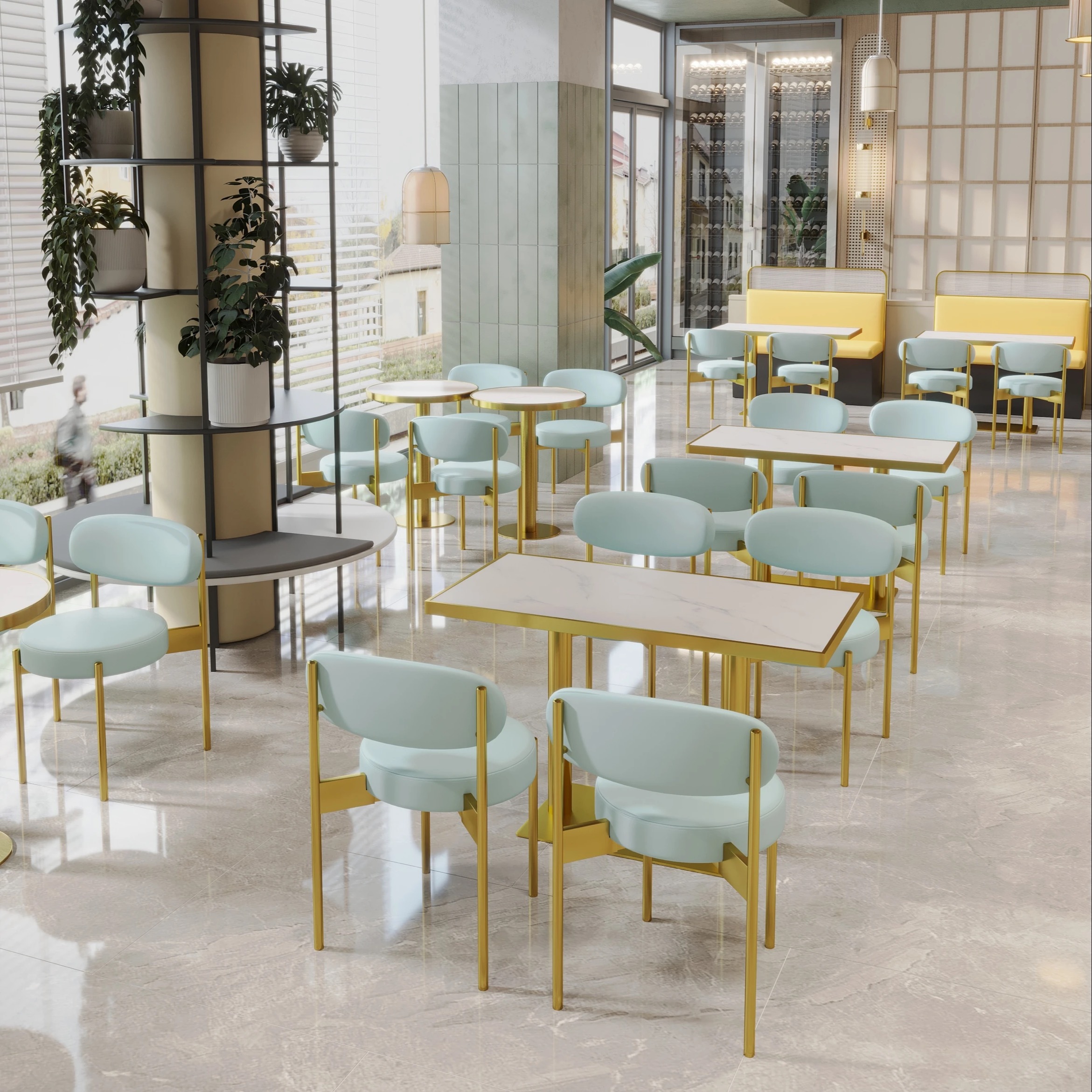 package solution simple style comfort restaurant tables and chairs booth seating set coffee shop furniture